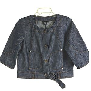 Apostrophe cropped denim jacket large snap closure Sz 4P